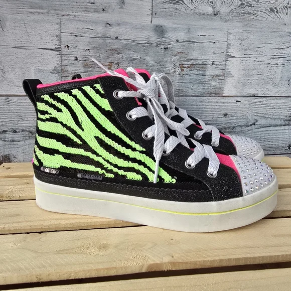 Skechers Flip Kicks Sneakers 314025L High Top Neon Pink Green Neon Youth Size 5 - Picture 1 of 12